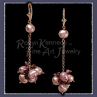 !4 Karat White Gold, Amethyst Austrian Crystals and Lavendar Freshwater Pearl 'All That Jazz' Earrings Image