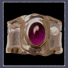 18 karat Yellow Gold, Sterling Silver and Cabochon Amethyst Ring Image
