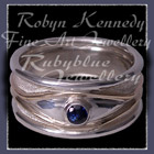 14 Karat Yellow Gold, Sterlium Sterling Silver and Genuine Sapphire 'Evil Eye' Ring Image