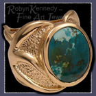 18 Karat Yellow Gold Cast Ring set with Turquoise Image