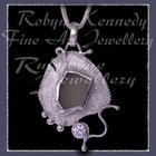 Sterling Silver, Great Lakes Beach Glass and Cubic Zirconia  'Beachglass' Pendant  14 Image