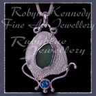 Sterling Silver, Great Lakes Beach Glass and Teal Blue Topaz 'Beachglass' Pendant 16 Image