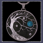 Sterling Silver, Kingman Turquoise & Swarovski Cubic Zirconia's 'Blue Moon' Pendant Image