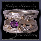 10 Karat Yellow Gold, Sterling Silver and Amethyst 'Chic' Ring Image