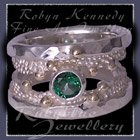 10 Karat Yellow Gold, Sterling Silver and Rainforest Green Topaz 'Chic' Ring Image