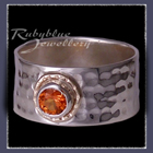 14 Karat Yellow Gold, Sterling Silver and Poppy Topaz 'Flair' Ring Image