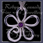 Sterling Silver and AA Amethyst 'Loves Me' Flower Pendant Image