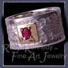 18 Karat Yellow Gold, Argentium Silver and Genuine Ruby 'New Love' Ring Image