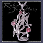 Sterling Silver, Rhodolite Garnet, Baby Pink Topaz & Pure Pink Topaz 'Phoenix' Pendant Image