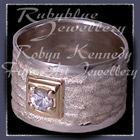 18 Karat Yellow Gold, Sterling Silver & White Sapphire Ring Image