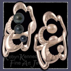 Sterling Silver, Black Cultured Pearls and White Cultured Pearl Rings Image