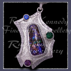Sterling Silver, Azurite-Malchite, Evergreen Topaz and Swiss Blue Topaz "Road to Phi' Pendant Image