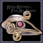 18 Karat Yellow and White Gold, Raspberry Rhodolite Garnet 'Raspberry Parfait' Ring Image