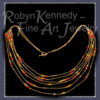 Fourteen Karat Yellow Gold and Austrian Crystal 'Autumn Sparkler' Necklace Image