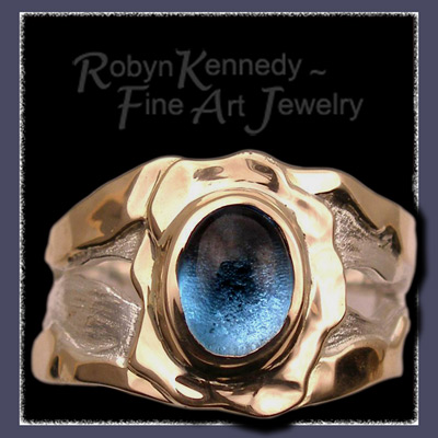 Gold, Blue Topaz and Sterling Silver Ring Image 