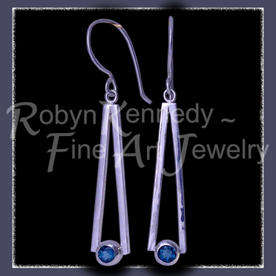 Argentium Silver, Steling Silver and Genuine Evergreen Topaz 'Cleopatra' Earrings Image