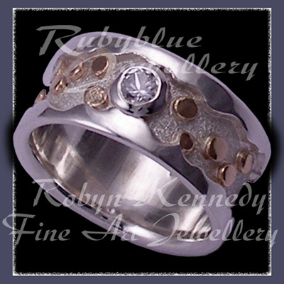 10 Karat Yellow Gold and Argentium Silver and White Topaz ' Destiny ' Ring Image