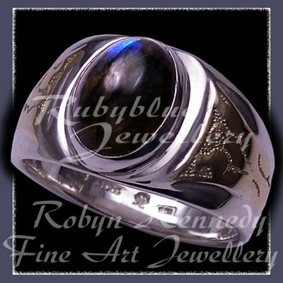 10 Karat Yellow Gold, Sterling Silver and Genuine Canadian Labradorite 'New Roots' Ring Image