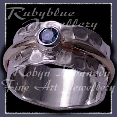 Gold, Blue Topaz and Sterling Silver Ring Image 