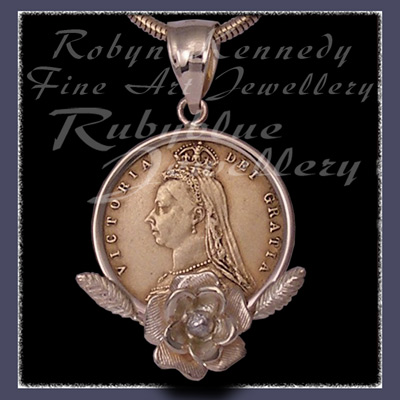 14 Karat Yellow Gold and 1885 Coin 'Rose Queen' Pendant Image Pendant Image