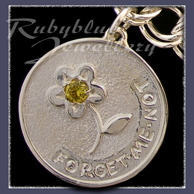 Sterling Silver 'Engraved' Charm with November Birthstone Image 