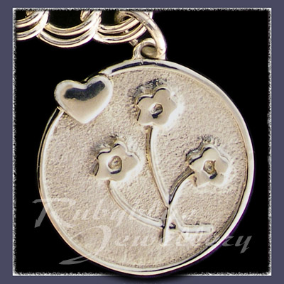 Sterling Silver 'Heart & Flowers' Charm Image