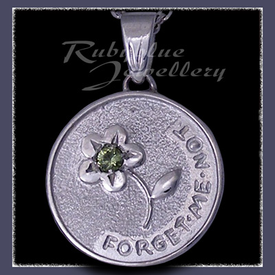 Sterling Silver 'Engraved' Pendant with August Birthstone Image
