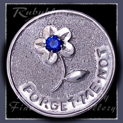 Sterling Silver 'Engraved' Lapel Pin with December Birthstone Image