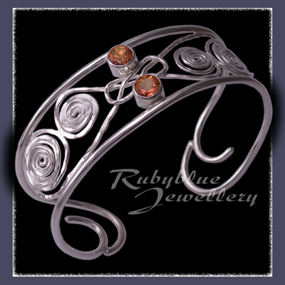 Sterling Silver and Sunrise Topaz  'Calypso' Cuff Bracelet Image