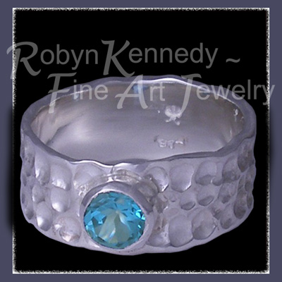Argentium Silver and Teal Blue Topaz 'Charisma' Ring Image