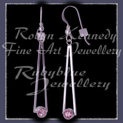 Argentium Silver, Steling Silver and Genuine Baby Pink Topaz  'Cleopatra' Earrings Image