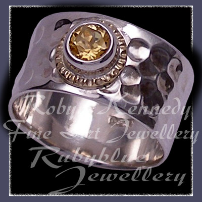 14 Karat Yellow Gold, Sterling Silver & Honey Topaz 'Flair' Ring Image