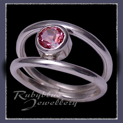 Sterling Silver and Genuine Pure Pink Topaz 'Iris' Ring Image