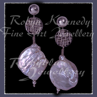 Sterling Silver and Cultured Freshwater Coin Pearl 'Silver Moon' Earrings Image