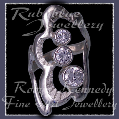 Sterling Silver and Swarovski Cubic Zirconias 'Past, Present, Future' Ring Image