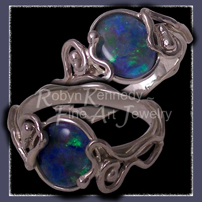 18 Karat  White Gold and Blue Opal 'Rapture' One-of-a-Kind Ring Image