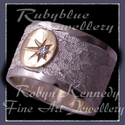 11 Karat Yellow Gold, Diamond and Sterling Silver 'Rising Star' Ring Image