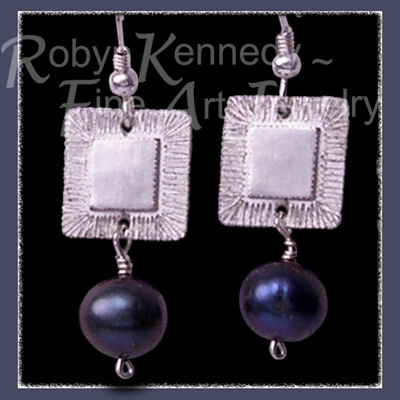 Sterling Silver and Genuine Black Cultured Freshwater Pearl 'Tribal Glam' Earrings  Image