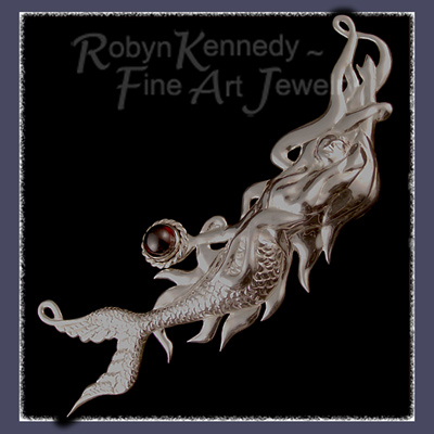 Hand Repoussed Sterling Silver Mermaid Pendant Image