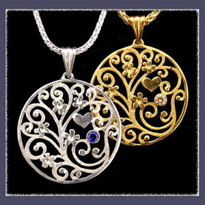 Sterling Silver and Gold 'Forget-Me-Not Bouquet' Pendants Picture