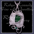 Sterling Silver, Great Lakes Beach Glass and Rainforest Green Topaz 'Beachglass' Pendant 15 Image