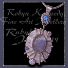 Argentium , Sterling and Fine Silver, Rainbow Moonstone, Paradise Blue Topaz and Swarovski Cubic Zirconia's 'Snow Queen' Pendant Image