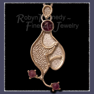 14 Karat Yellow Gold , Sterling Silver and Amethyst Gemstones, One-of-a-Kind 'Amethyst Curves' Pendant Image