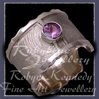14 karat Palladium White Gold and Lavendar Sapphire 'Mori's Glory' Ring Image
