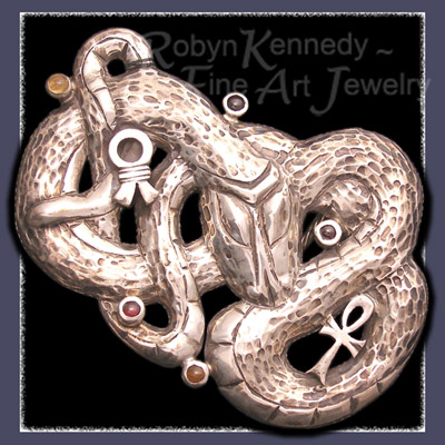 Sterling Silver, Garnet, Citrine and Amethyst, One-of-a-Kind 'Serpent' Beltbuckle Image