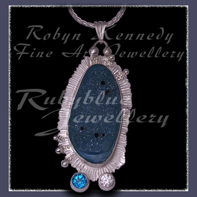 Sterling Silver, Paraiba Blue Topaz and Swarovski Cubic Zirconia 'Blue Sugar' Pendant Image