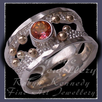 10 Karat Yellow Gold, Argentium Silver & Sunrise Topaz  'Chic' Ring Image