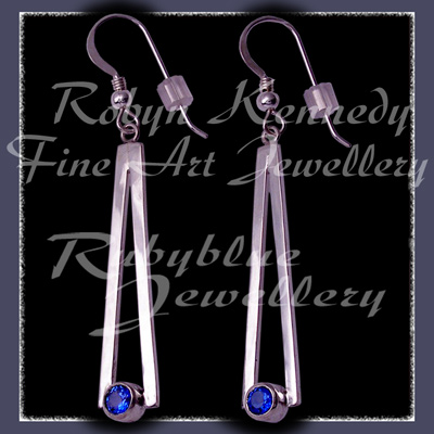 Argentium Silver, Steling Silver and Genuine Glacier Blue Topaz  'Cleopatra' Earrings Image