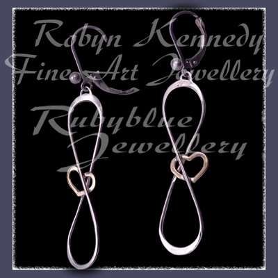 10 Karat Yellow Gold and Sterling Silver 'Eternal Love' Earrings Image