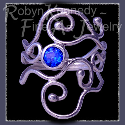 Sterling Silver and Glacier Blue Topaz  'Eye Candy III' Ring Image